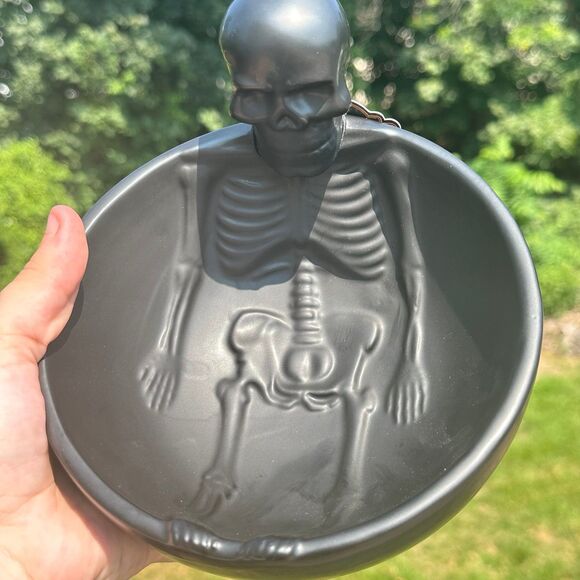NEW Home Essentials Black 3D Skeleton Double Walled Ceramic Bowl - Picture 3 of 5